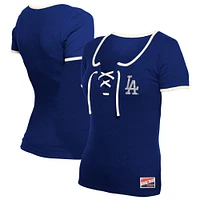 Women's New Era Royal Los Angeles Dodgers Throwback Lace Up T-Shirt
