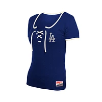 Women's New Era Royal Los Angeles Dodgers Throwback Lace Up T-Shirt