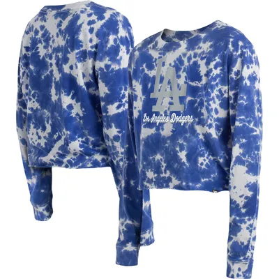 Los Angeles Dodgers New Era Women's Tie-Dye Cropped Long Sleeve T-Shirt - Royal