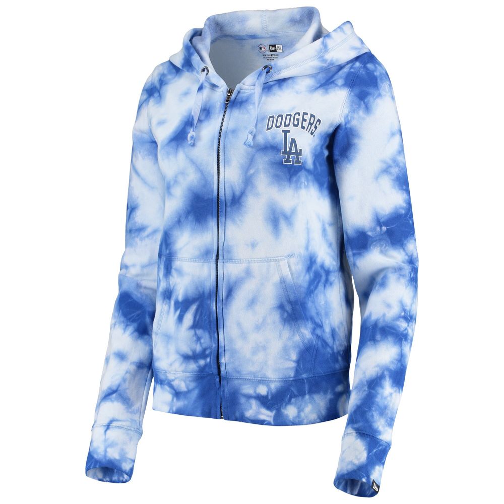 Women's New Era Royal Los Angeles Dodgers Tie-Dye Fleece Full-Zip Hoodie