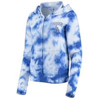 Women's New Era Royal Los Angeles Dodgers Tie-Dye Fleece Full-Zip Hoodie