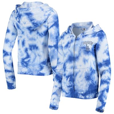 Women's New Era Royal Los Angeles Dodgers Tie-Dye Fleece Full-Zip Hoodie