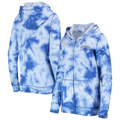 Women's New Era Royal Los Angeles Dodgers Tie-Dye Full-Zip Hoodie