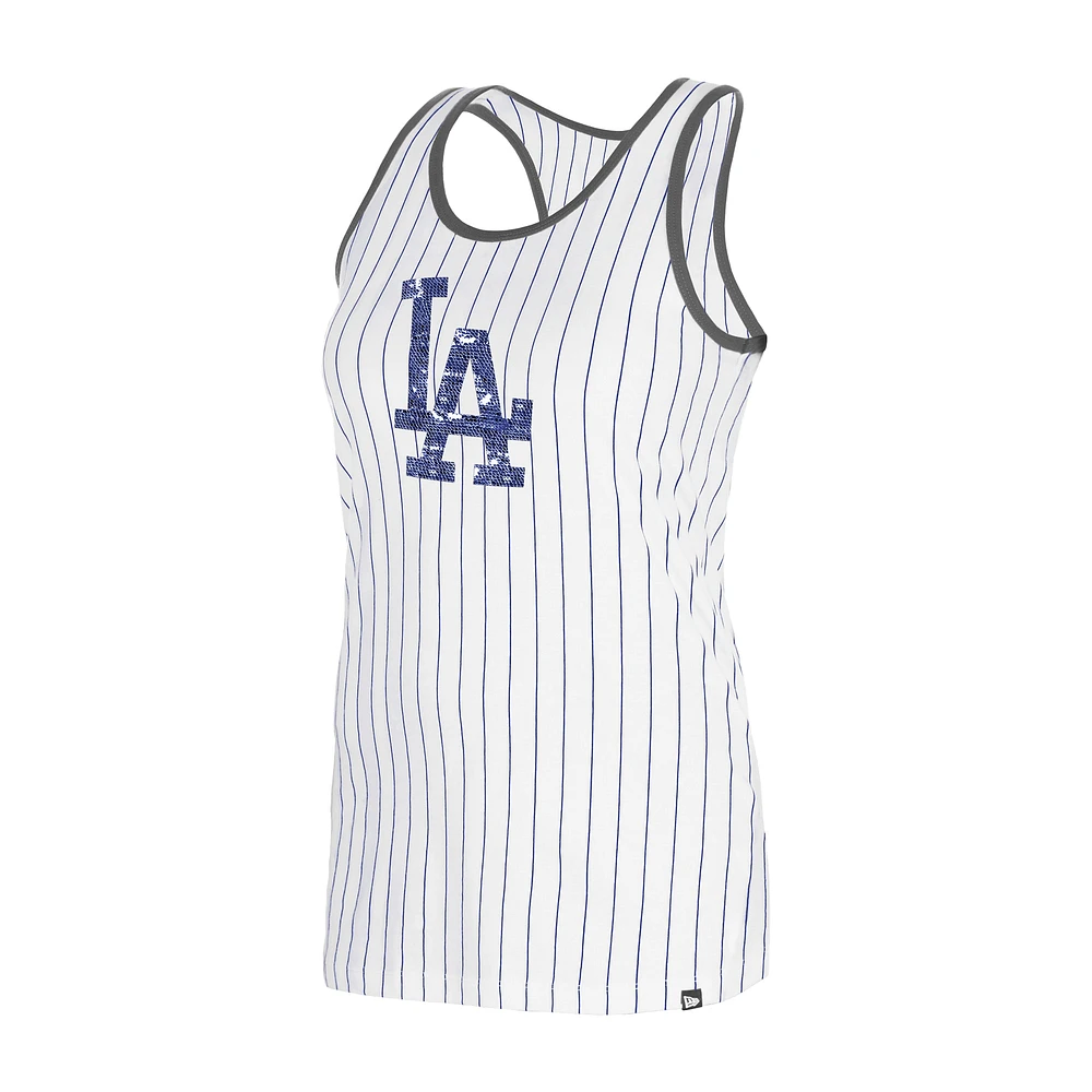 Women's New Era White Los Angeles Dodgers Gameday Pinstripe Tank Top