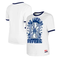 Women's New Era White Los Angeles Dodgers Oversized Ringer T-Shirt