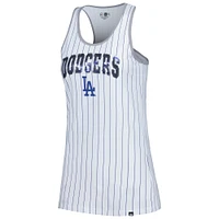 Women's New Era White Los Angeles Dodgers Sequin Pinstripe Racerback Tank Top