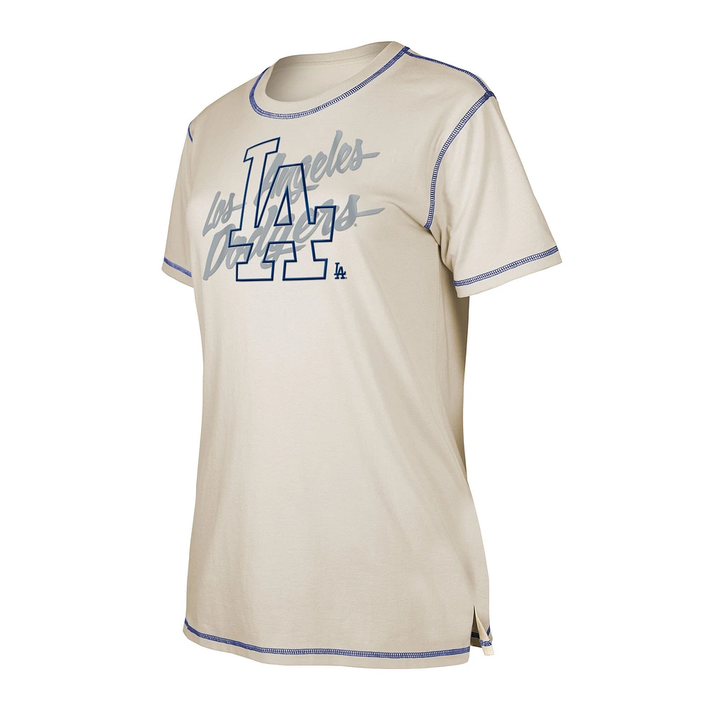 T-shirt fendu pour femme Los Angeles Dodgers Team New Era blanc