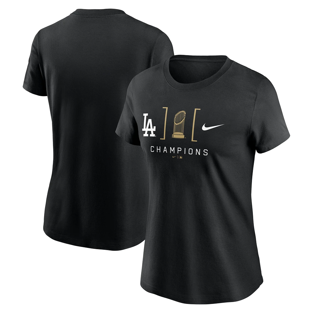 Women's Nike Black Los Angeles Dodgers 2024 World Series Champions Lockup T-Shirt