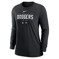 T-shirt à manches longues Nike Los Angeles Dodgers Authentic Collection Legend Performance pour femme, noir