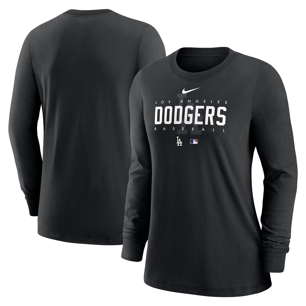 T-shirt à manches longues Nike Los Angeles Dodgers Authentic Collection Legend Performance pour femme, noir