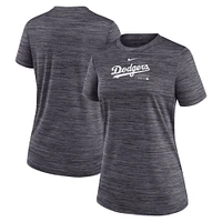 T-shirt Nike noir Los Angeles Dodgers Authentic Collection Velocity Performance pour femme