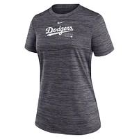 T-shirt Nike noir Los Angeles Dodgers Authentic Collection Velocity Performance pour femme