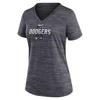 Women's Nike Black Los Angeles Dodgers Authentic Collection Velocity Practice Performance V-Neck T-Shirt