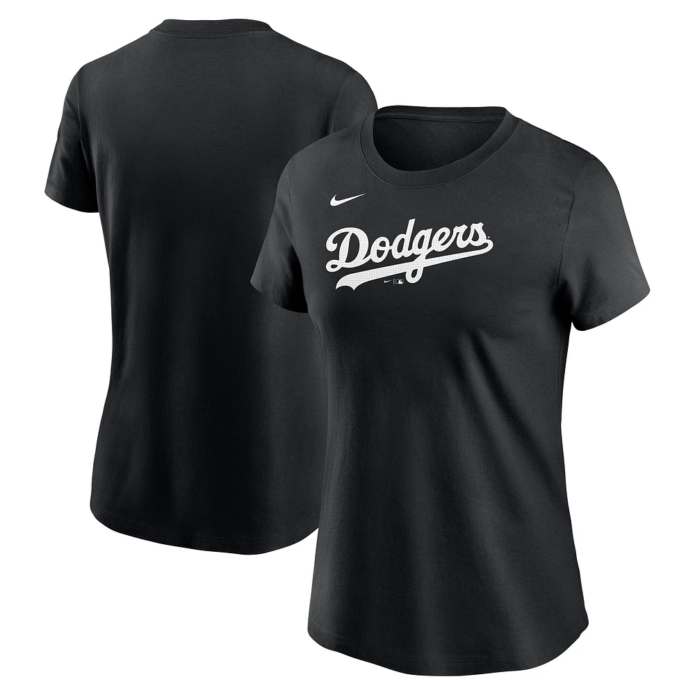 Women's Nike  Black Los Angeles Dodgers Fuse Wordmark T-Shirt