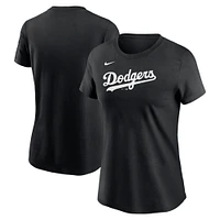 Women's Nike  Black Los Angeles Dodgers Fuse Wordmark T-Shirt