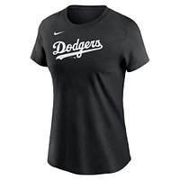 Women's Nike  Black Los Angeles Dodgers Fuse Wordmark T-Shirt