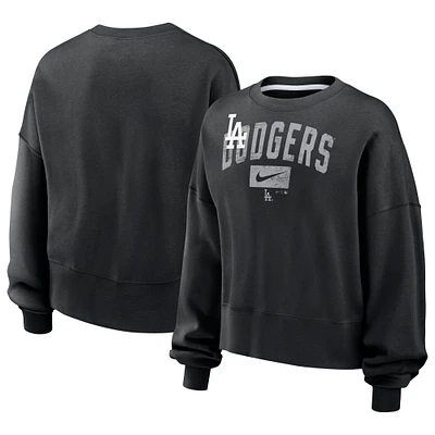 Sweat-shirt court surdimensionné à manches longues Nike noir Los Angeles Dodgers pour femme