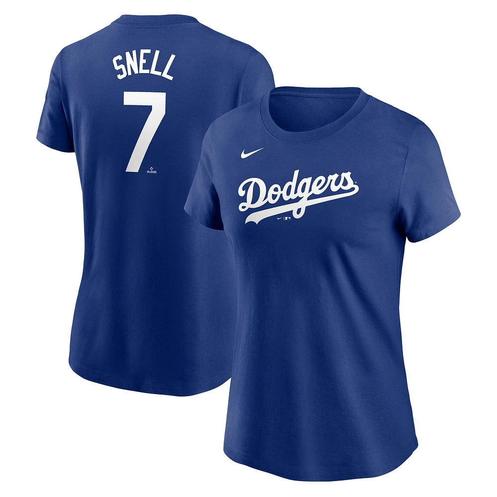 T-shirt Nike Blake Snell bleu pour femme avec nom et numéro Fuse des Los Angeles Dodgers