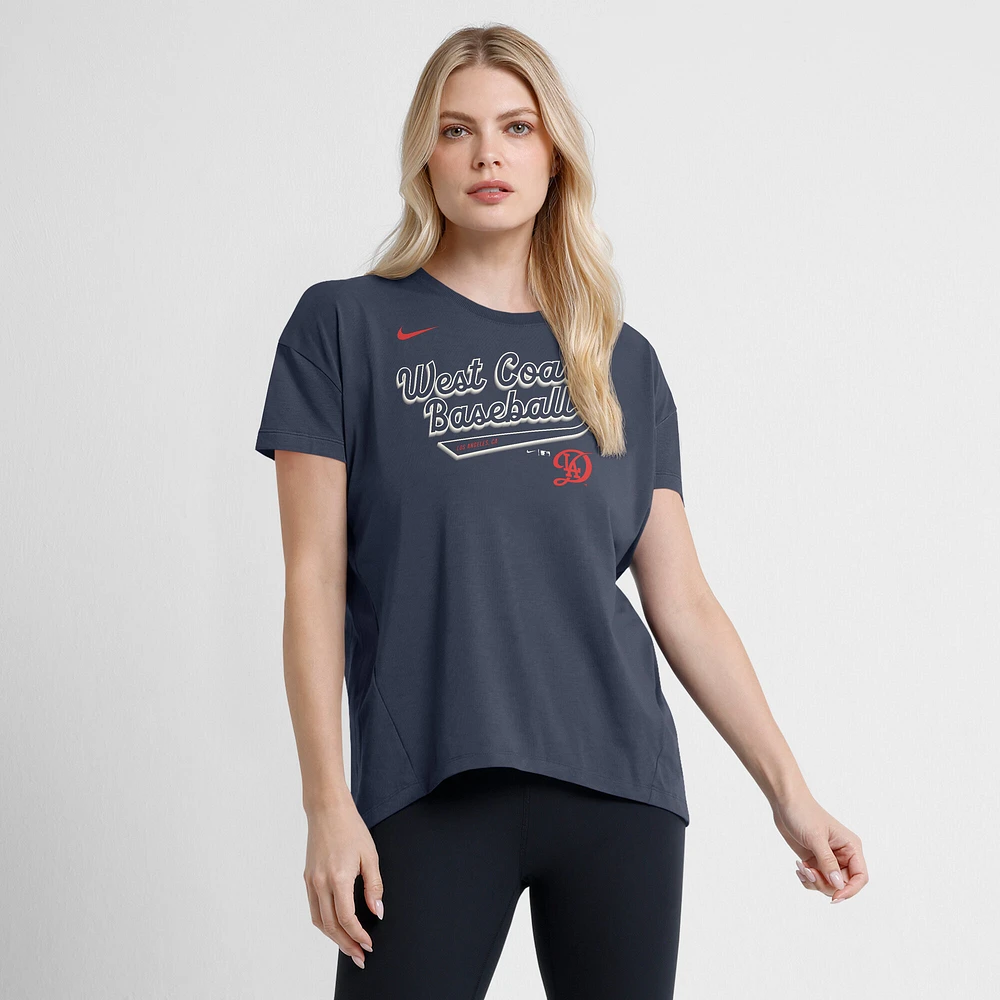 Women's Nike Charcoal Los Angeles Dodgers 2025 City Connect Flowy Fashion Tri-Blend Performance T-Shirt