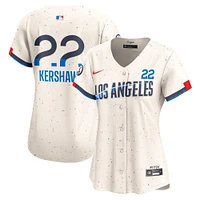 Maillot de joueur Nike Clayton Kershaw crème Los Angeles Dodgers 2024 City Connect Limited pour femme