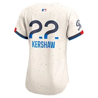 Maillot de joueur Nike Clayton Kershaw crème Los Angeles Dodgers 2024 City Connect Limited pour femme