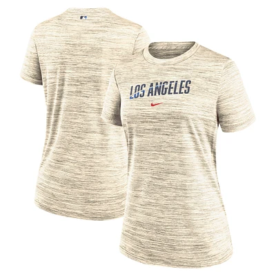 T-shirt Nike crème Los Angeles Dodgers 2024 City Connect Authentic Collection Practice Velocity Performance pour femme