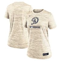 Women's Nike Cream Los Angeles Dodgers Authentic Collection City Connect Velocity Performance T-Shirt