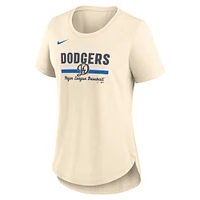 T-shirt Nike crème City Connect Lockup Tri-Blend des Dodgers de Los Angeles pour femme