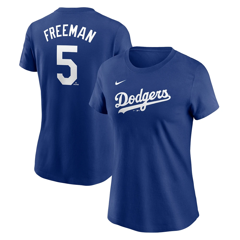 T-shirt Nike pour femme Freddie Freeman Royal Los Angeles Dodgers Fuse avec nom et numéro