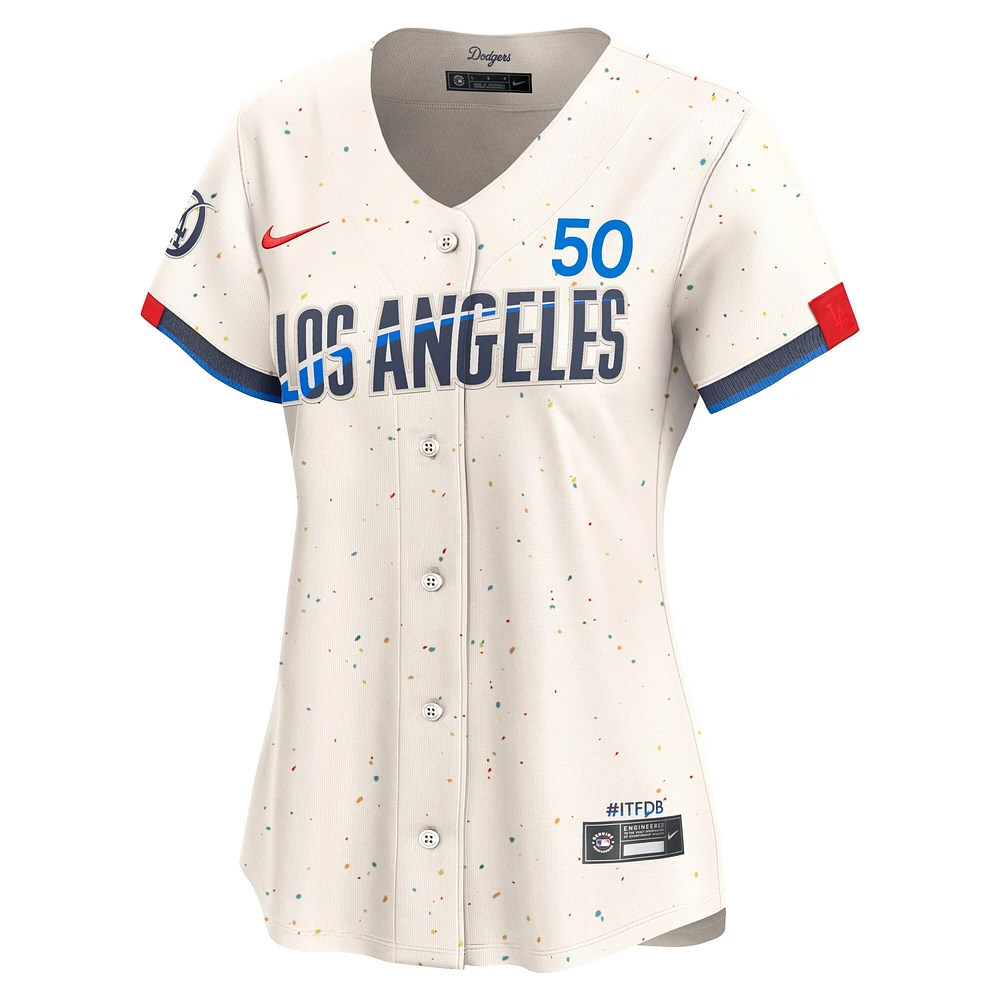 Maillot de joueur Nike Mookie Betts crème Los Angeles Dodgers 2024 City Connect Limited pour femme