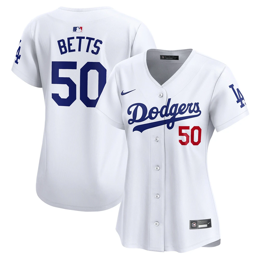 Maillot de joueur Nike Mookie Betts blanc Los Angeles Dodgers Home Limited pour femme