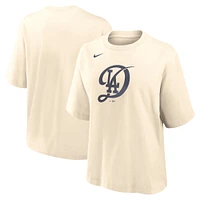Women's Nike Natural Los Angeles Dodgers City Connect Logo Boxy T-Shirt