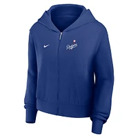 Women's Nike Navy Los Angeles Dodgers Cropped Chill Full-Zip Hoodie