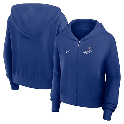 Women's Nike Navy Los Angeles Dodgers Cropped Chill Full-Zip Hoodie