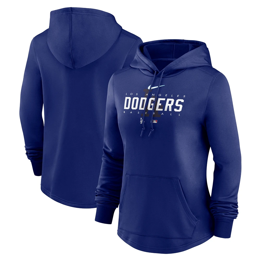 Sweat à capuche Performance d'avant-match Nike Royal Los Angeles Dodgers Authentic Collection pour femme