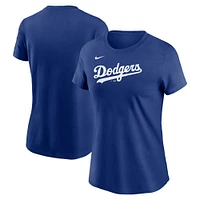 Women's Nike  Royal Los Angeles Dodgers Fuse Wordmark T-Shirt