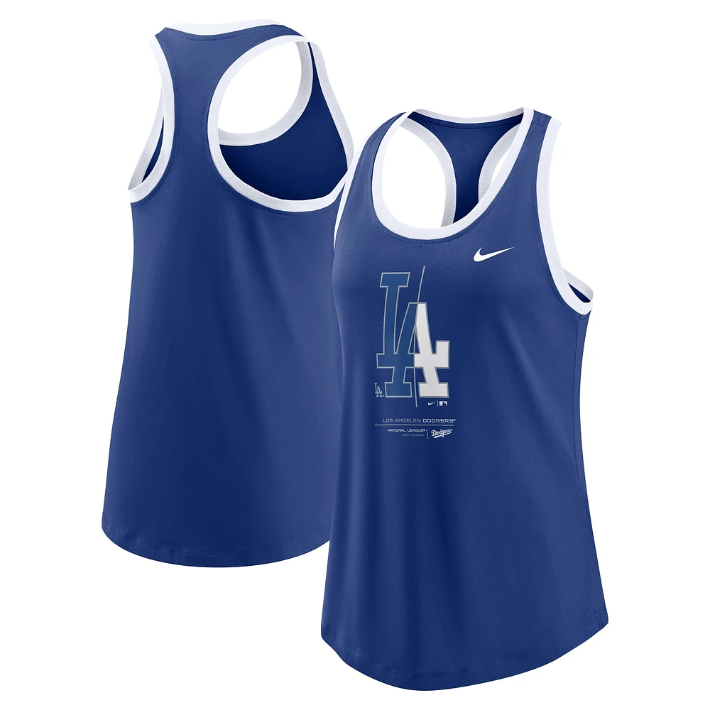 Women's Nike Royal Los Angeles Dodgers Tech Tri-Blend Tank Top