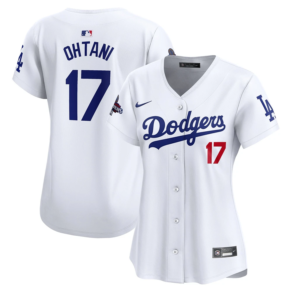 Maillot Nike Shohei Ohtani pour femme, édition limitée, Los Angeles Dodgers, domicile, champions de la série mondiale 2024