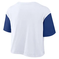 Women's Nike White/Royal Los Angeles Dodgers Script Cropped Performance T-Shirt