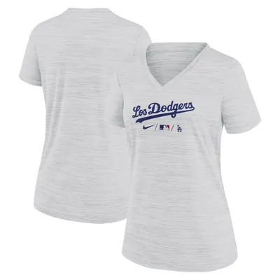Los Angeles Dodgers Nike Women's MLB City Connect Velocity Space-Dye Performance V-Neck T-Shirt - White