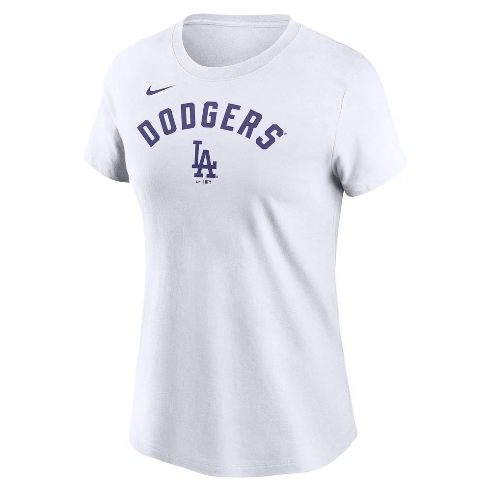 Women's Nike White Los Angeles Dodgers Team Arch T-Shirt