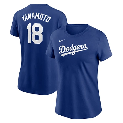 Women's Nike Yoshinobu Yamamoto Royal Los Angeles Dodgers  Fuse Name & Number T-Shirt