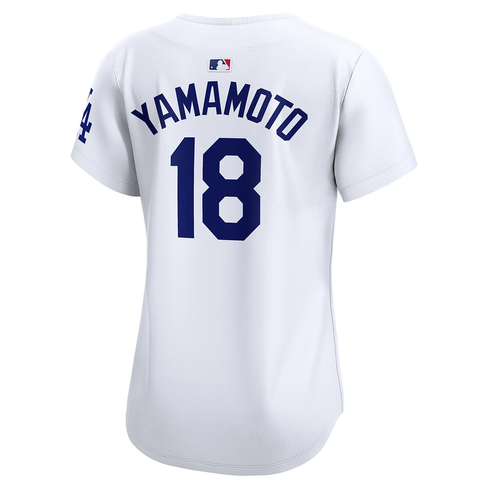 Maillot de joueur Nike Yoshinobu Yamamoto blanc Los Angeles Dodgers Home Limited pour femme