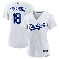 Maillot de joueur réplique à domicile Nike Yoshinobu Yamamoto pour femme, blanc, Los Angeles Dodgers