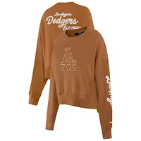 Women's Pro Standard Brown Los Angeles Dodgers Paint The City Pullover Cropped Sweatshirt