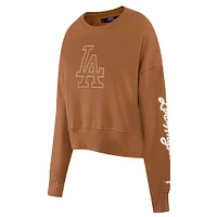 Women's Pro Standard Brown Los Angeles Dodgers Paint The City Pullover Cropped Sweatshirt