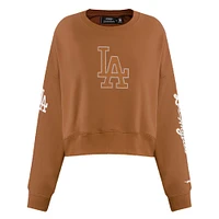 Women's Pro Standard Brown Los Angeles Dodgers Paint The City Pullover Cropped Sweatshirt