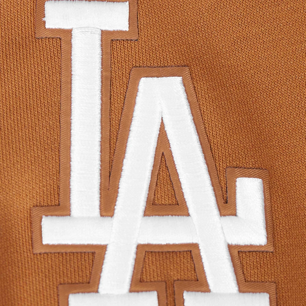 Women's Pro Standard Brown Los Angeles Dodgers Paint The City Pullover Cropped Sweatshirt