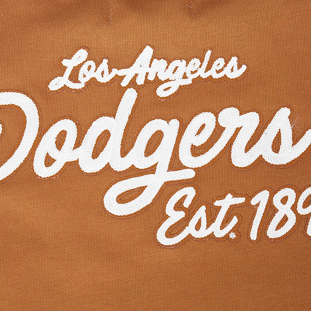 Women's Pro Standard Brown Los Angeles Dodgers Paint The City Pullover Cropped Sweatshirt