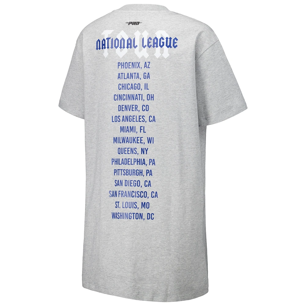 Robe t-shirt surdimensionnée City Tour des Dodgers de Los Angeles, gris chiné Pro Standard pour femmes